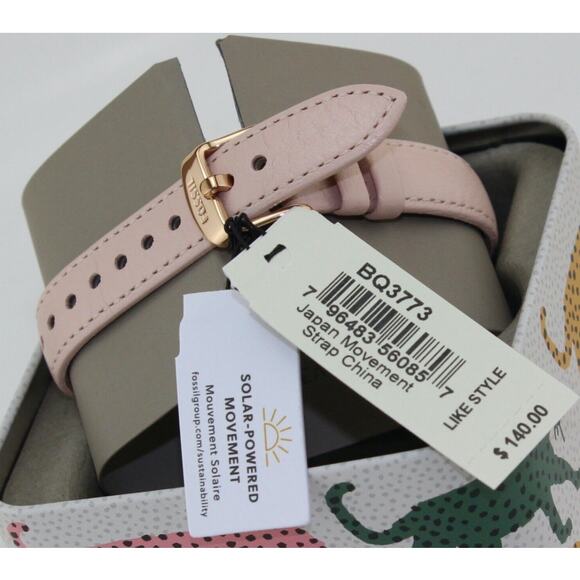 Fossil BQ3773 Vale Solar-Powered Pink Leather Watch - Picture 11 of 11